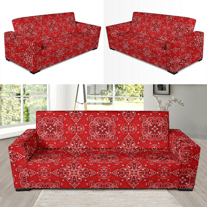 Bandana Red Pattern Print Design LKS3010 Sofa Slipcover