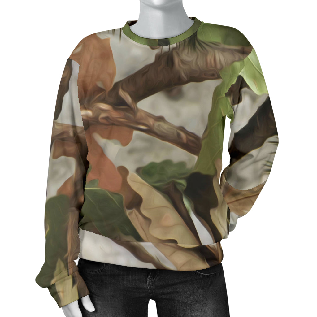 Camo Realistic Tree Forest Print Women Long Sleeve Sweatshirt