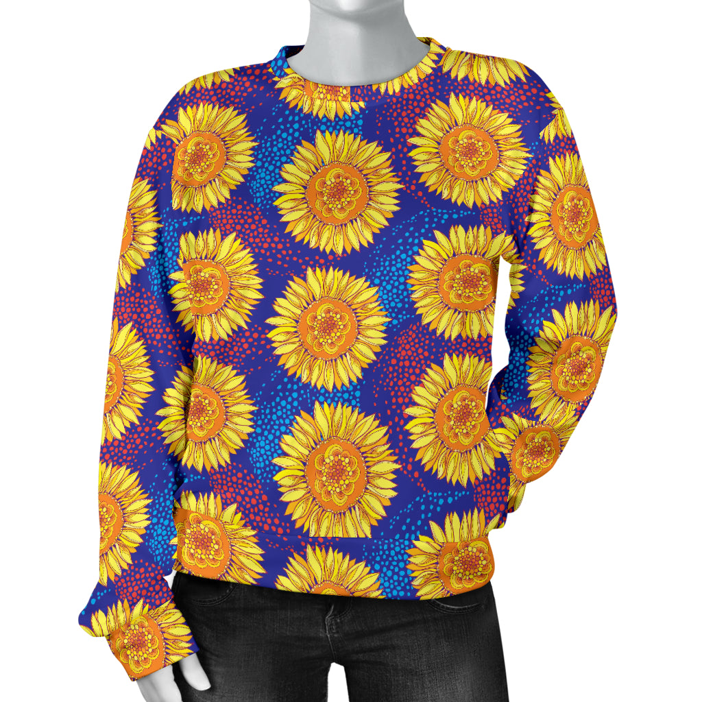 Sunflower Hand Drawn Style Print Women Long Sleeve Sweatshirt