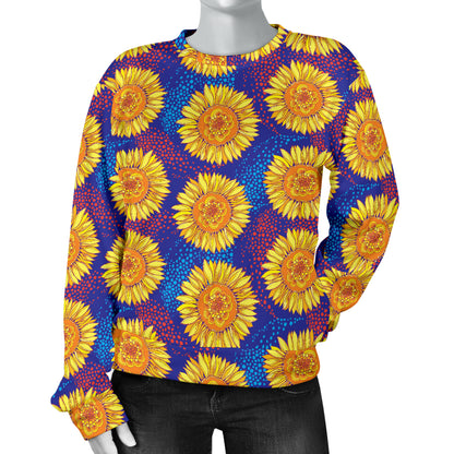 Sunflower Hand Drawn Style Print Women Long Sleeve Sweatshirt