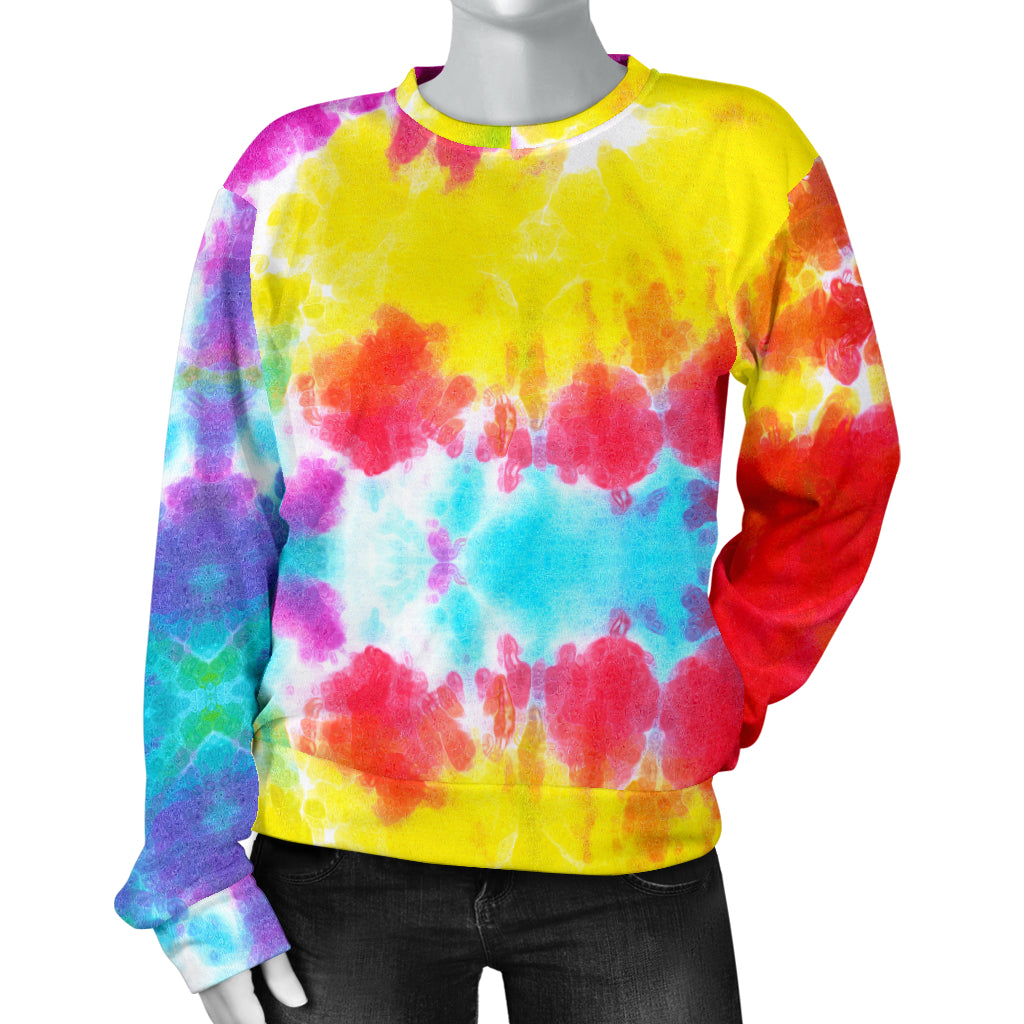 Tie Dye Rainbow Themed Print Women Long Sleeve Sweatshirt