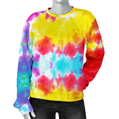 Tie Dye Rainbow Themed Print Women Long Sleeve Sweatshirt