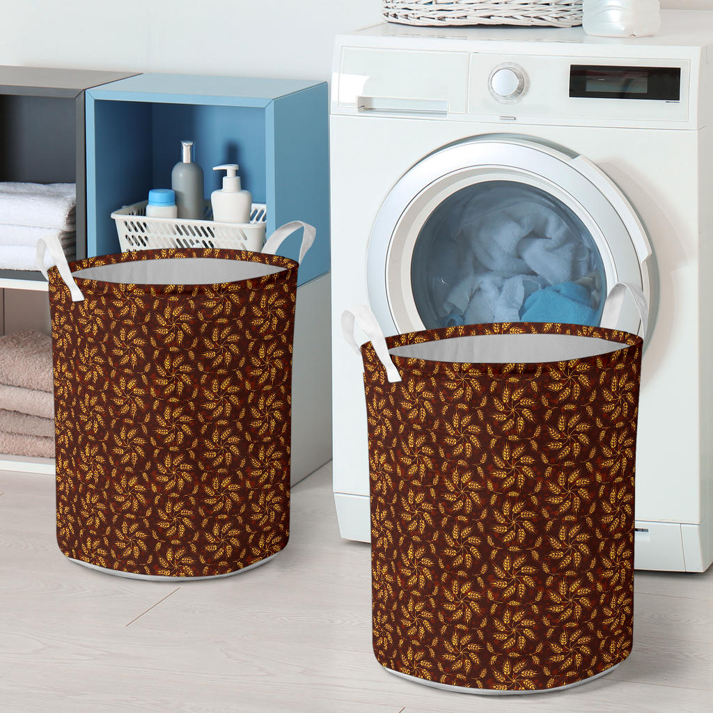 Agricultural Brown Wheat Print Pattern Laundry Basket