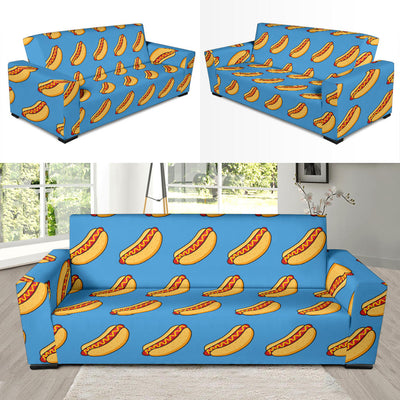 Hot Dog Pattern Print Design 02 Sofa Slipcover