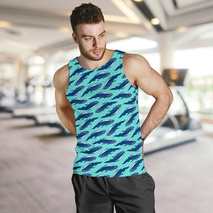 Whale Polka Dot Design Themed Print Men Tank Top