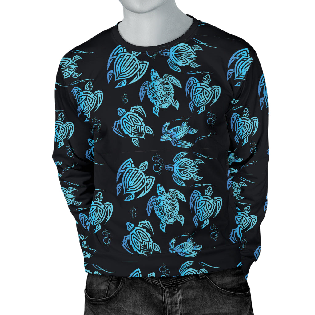 Tribal Turtle Polynesian Themed Design Men Long Sleeve Sweatshirt