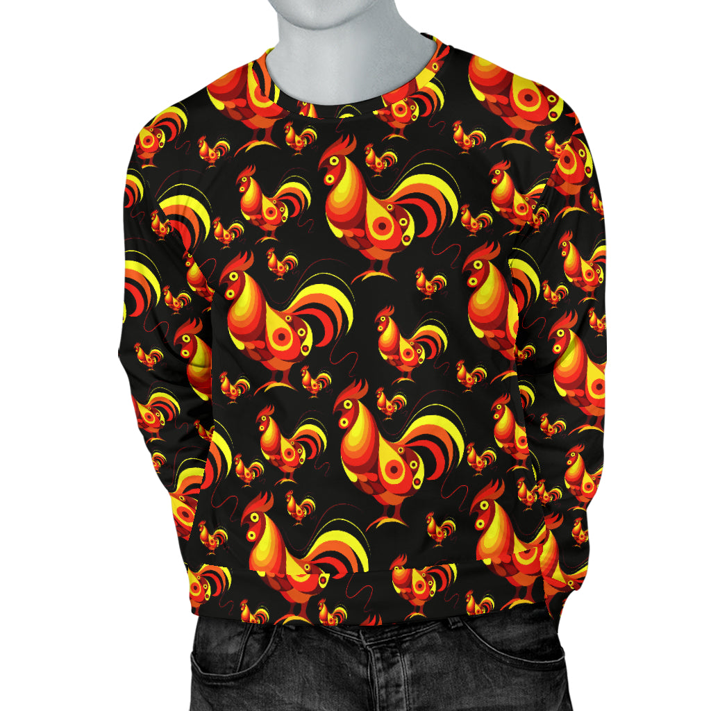Rooster Print Themed Men Long Sleeve Sweatshirt