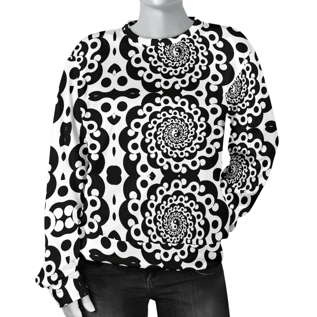 Yin Yang Spiral Design Print Women Long Sleeve Sweatshirt