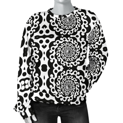 Yin Yang Spiral Design Print Women Long Sleeve Sweatshirt