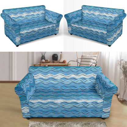 Wave Print Design LKS301 Loveseat Couch Slipcover