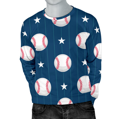 Baseball Star Print Pattern Men Long Sleeve Sweatshirt