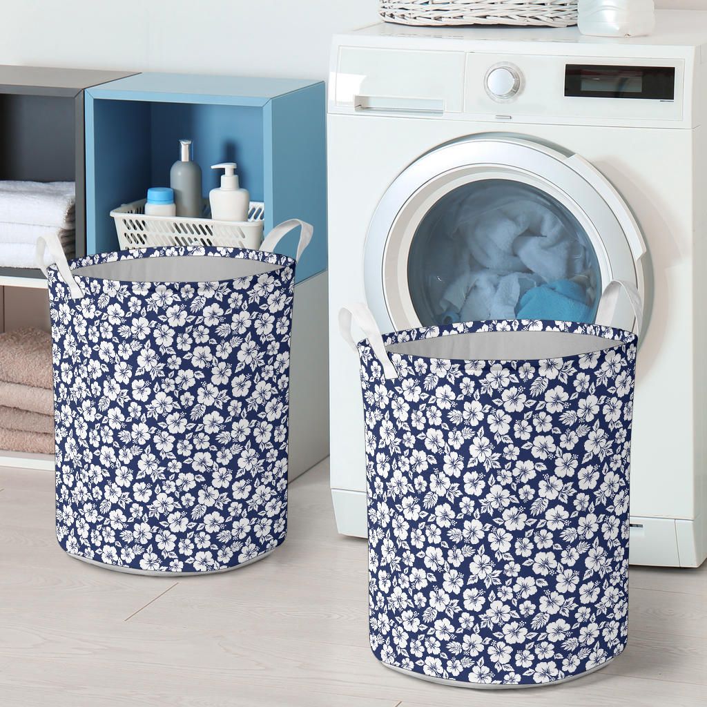 Hibiscus Blue Hawaiian Flower Style Laundry Basket