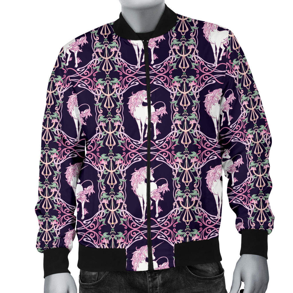 Unicorn Fantastic Flower Men Bomber Jacket