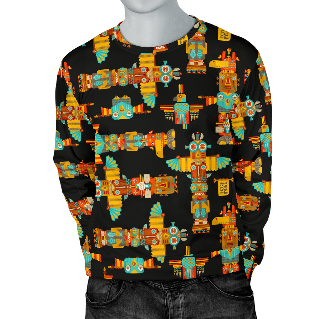 Totem Pole Cartoon Print Men Long Sleeve Sweatshirt