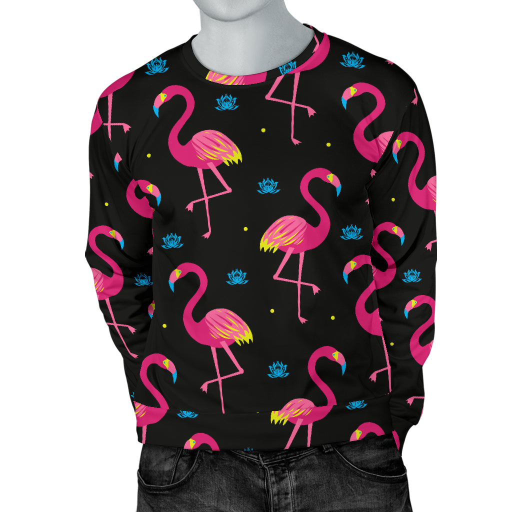 Flamingo Pink Neon Print Pattern Men Long Sleeve Sweatshirt