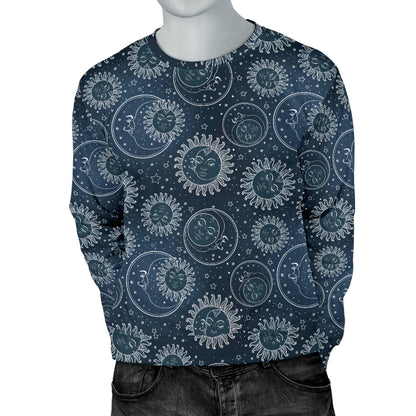 Sun Moon Tattoo Design Themed Print Men Long Sleeve Sweatshirt