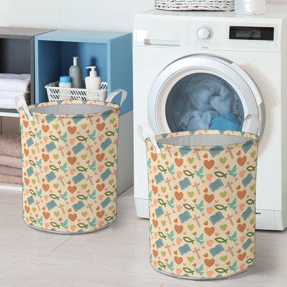 Christian Symbol Pattern Laundry Basket