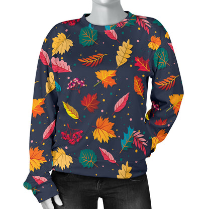 Elm Leave Colorful Print Pattern Women Long Sleeve Sweatshirt