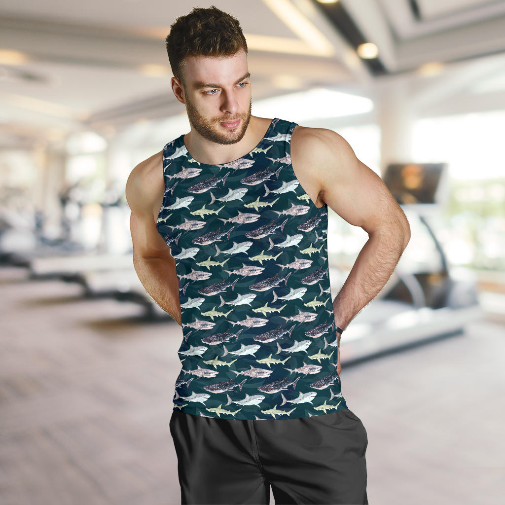Shark Pattern Print Men Tank Top