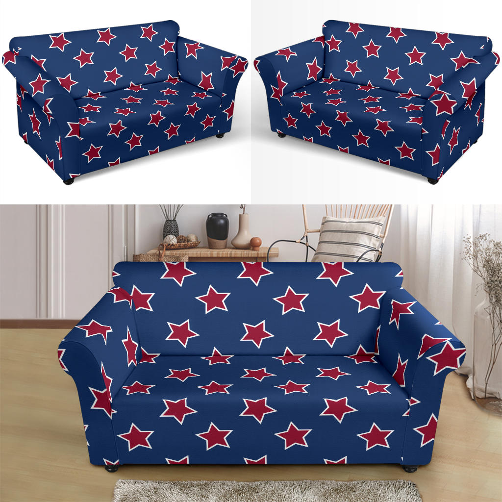 Star Red Blue Print Design LKS301 Loveseat Couch Slipcover