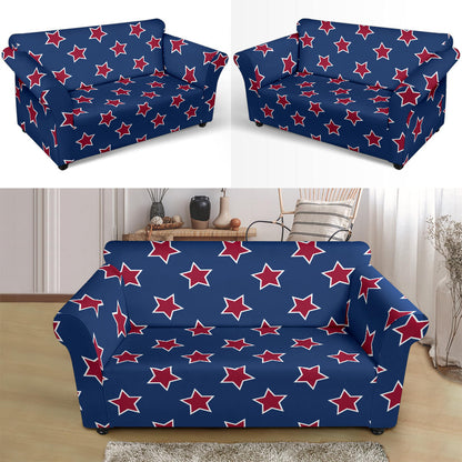 Star Red Blue Print Design LKS301 Loveseat Couch Slipcover
