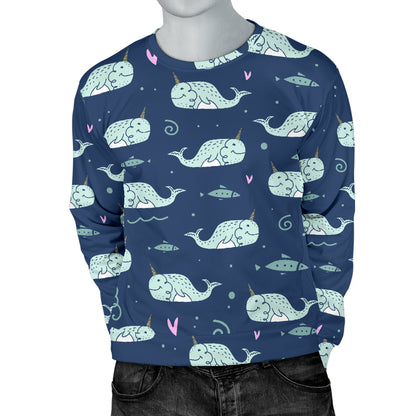Narwhal Design Print Men Long Sleeve Sweatshirt
