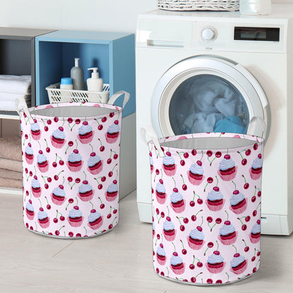 Cherry Cupcake Pink Pattern Laundry Basket