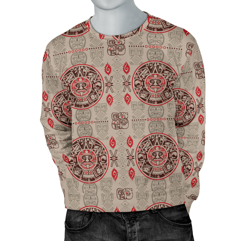 Calendar Aztec Print Pattern Men Long Sleeve Sweatshirt