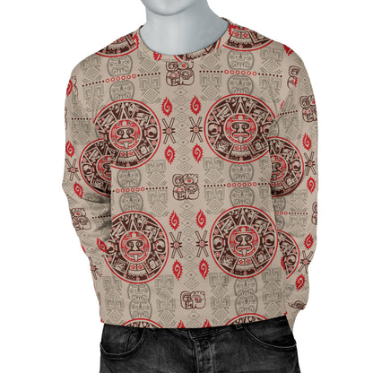 Calendar Aztec Print Pattern Men Long Sleeve Sweatshirt