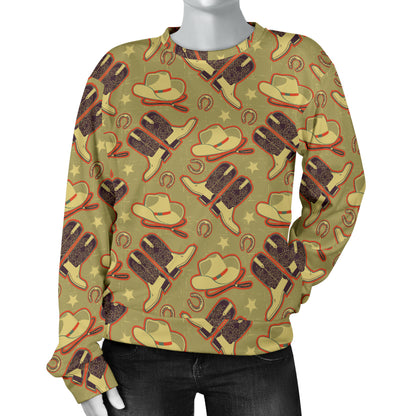 Western Cowboy Themed Women Long Sleeve Sweatshirt