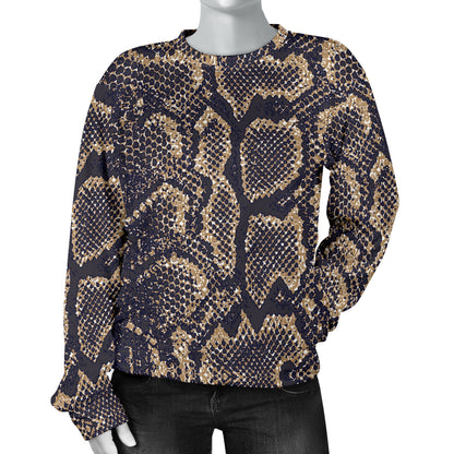 Snake Skin Pattern Print Women Long Sleeve Sweatshirt
