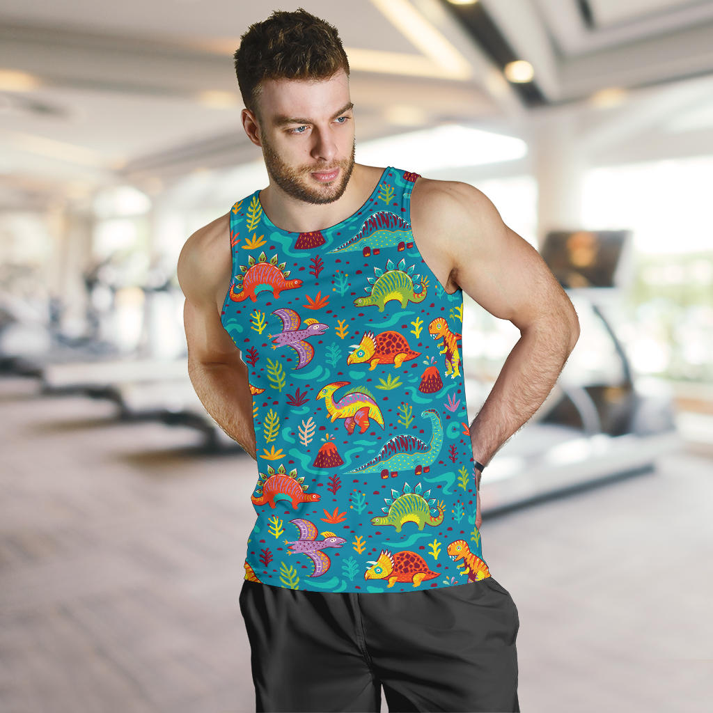 Dinosaur Cartoon Style Men Tank Top