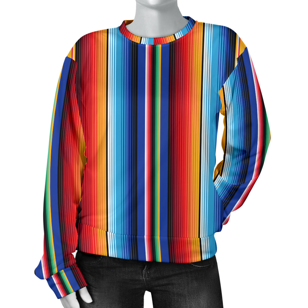 Mexican Blanket Stripe Print Pattern Women Long Sleeve Sweatshirt