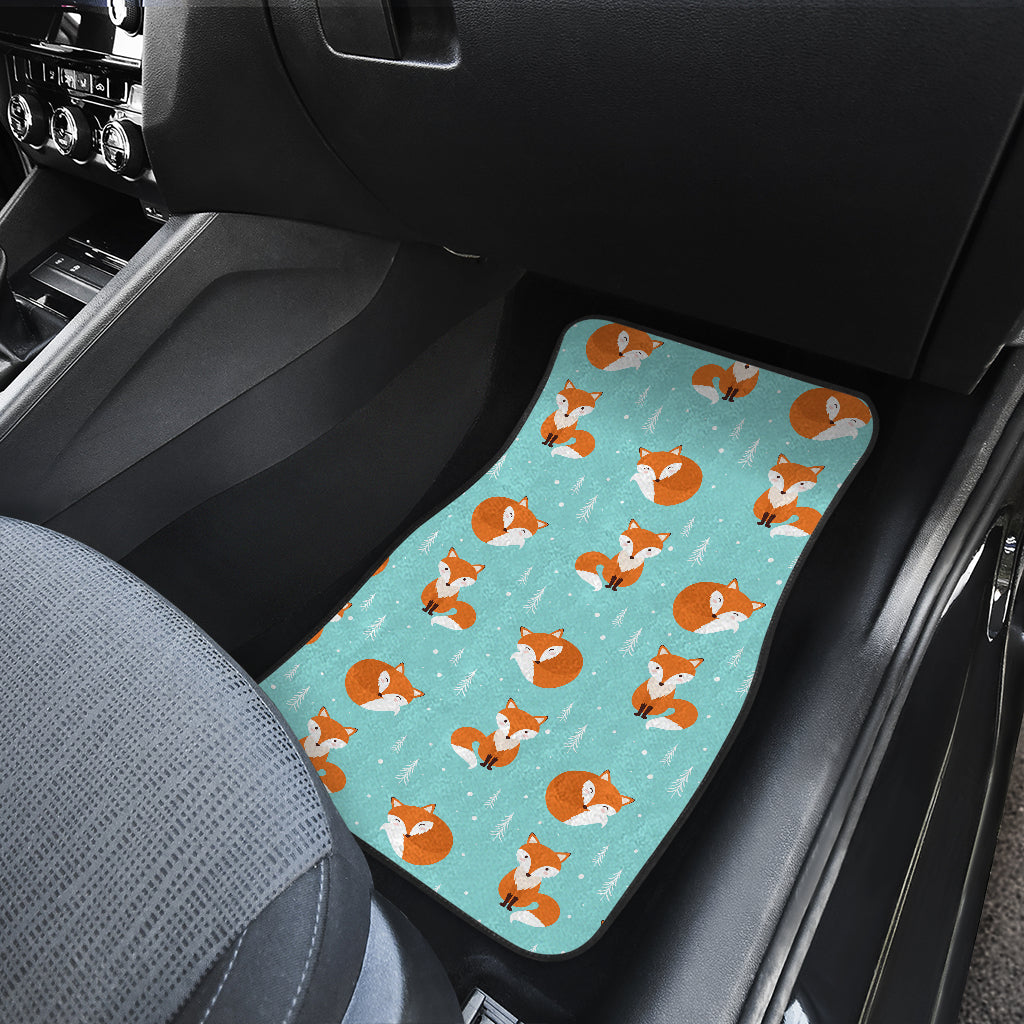Fox Design Snow Print Pattern Car Floor Mats Front Back