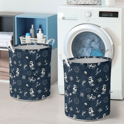 Nautical Sea Themed Print Laundry Basket