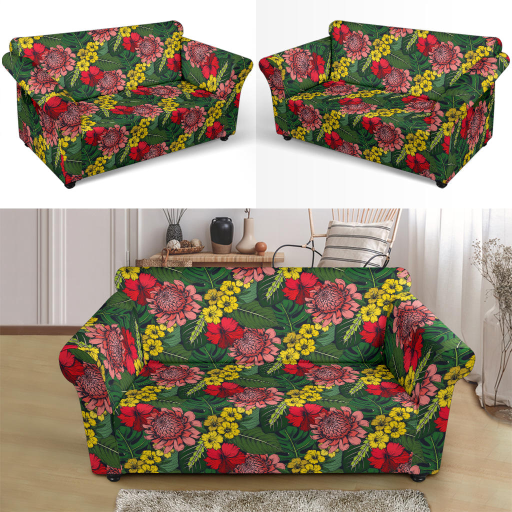 Summer Floral Print Design LKS305 Loveseat Couch Slipcover