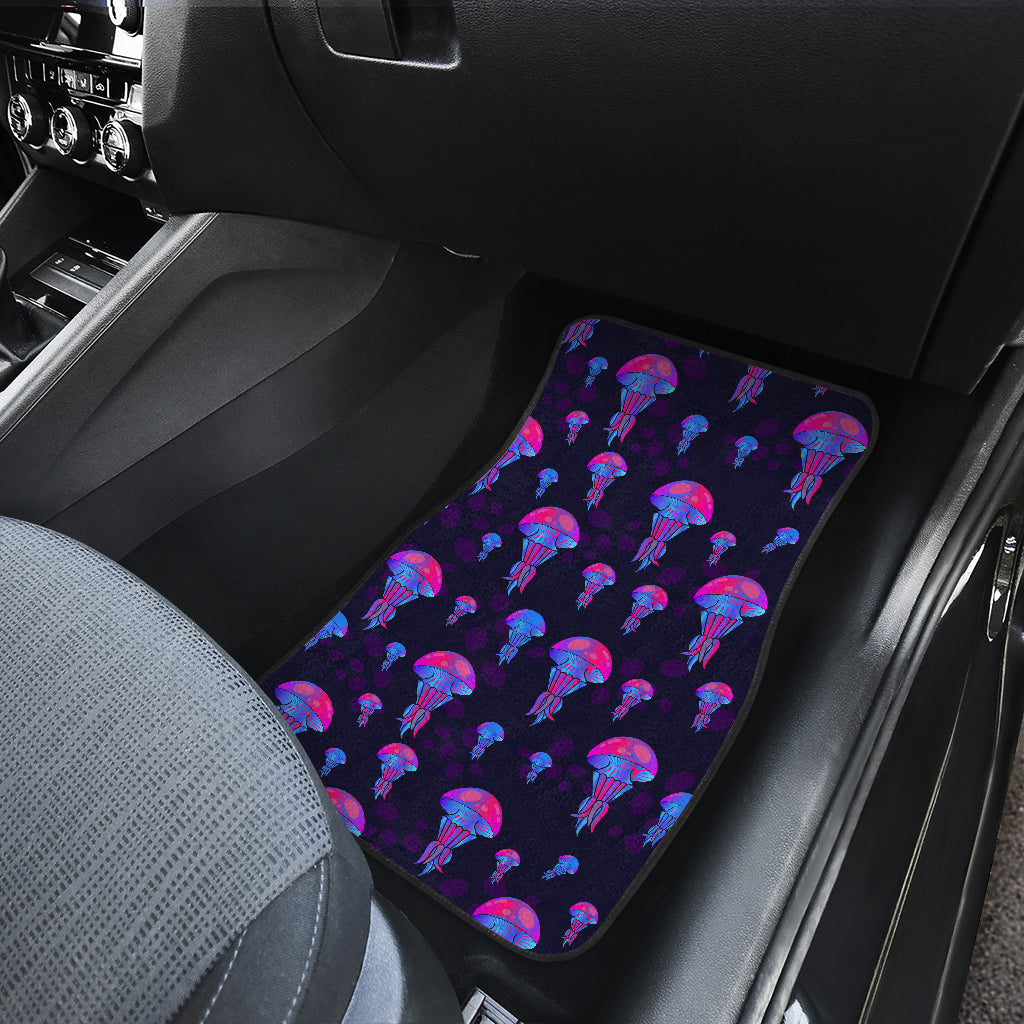 Jellyfish Neon Print Car Floor Mats Front Back