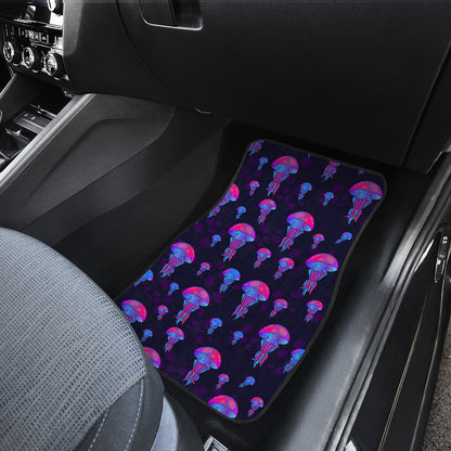 Jellyfish Neon Print Car Floor Mats Front Back