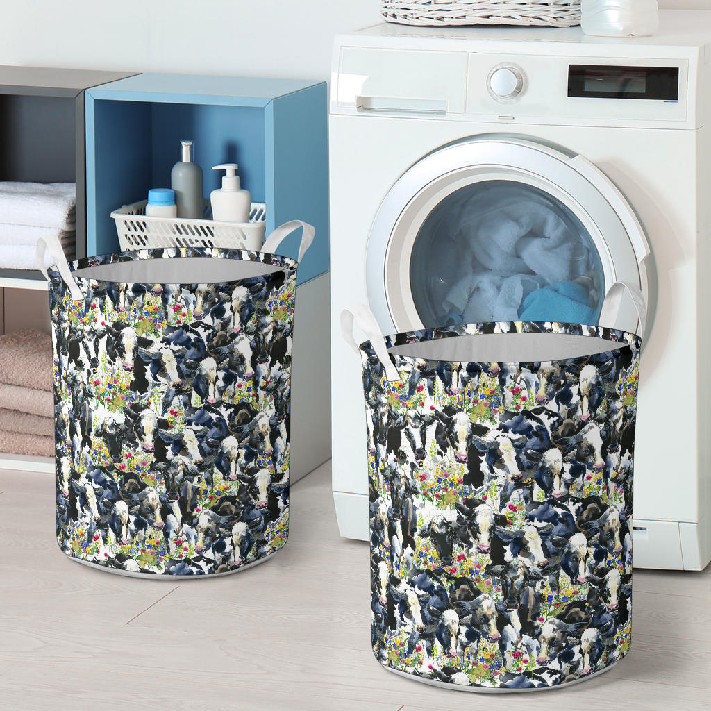 Cow Watercolor Print Pattern Laundry Basket