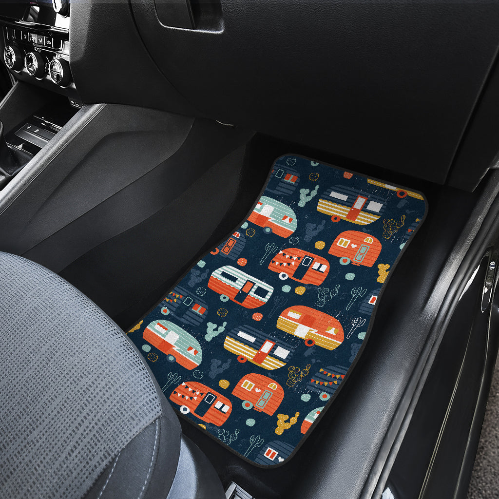 Camper Caravan Print Pattern Car Floor Mats Front Back