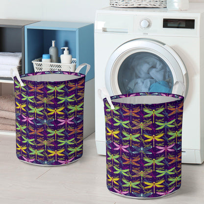 Dragonfly Neon Color Print Pattern Laundry Basket