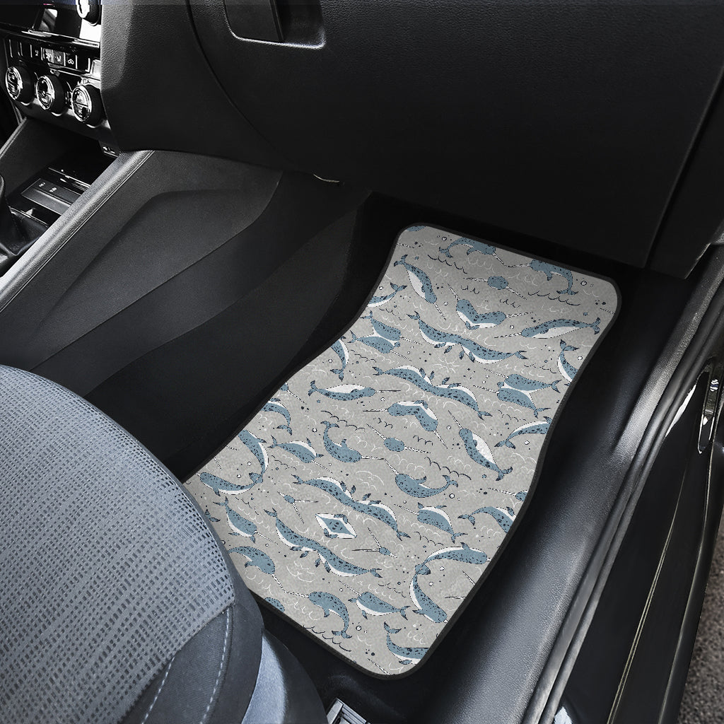Narwhal Pattern Print Car Floor Mats Front Back