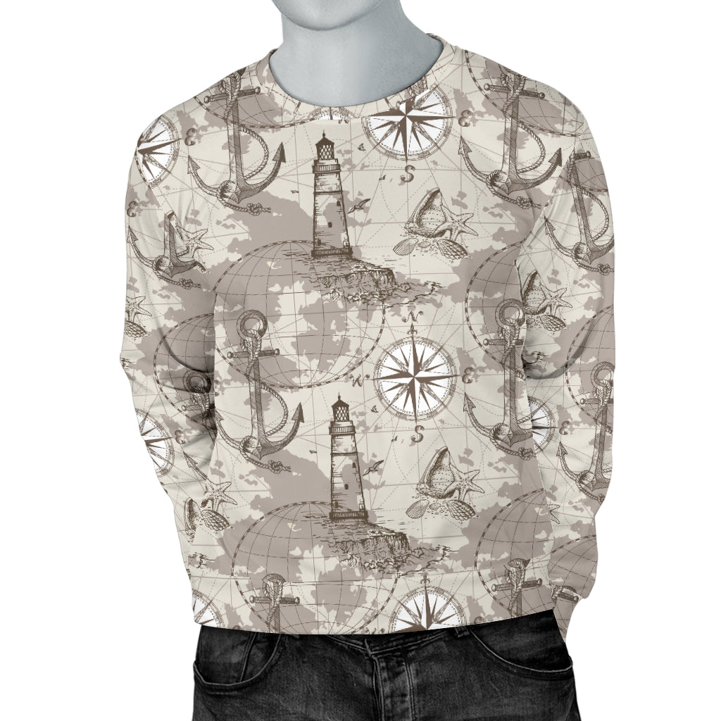 Nautical Map Design Themed Print Men Long Sleeve Sweatshirt