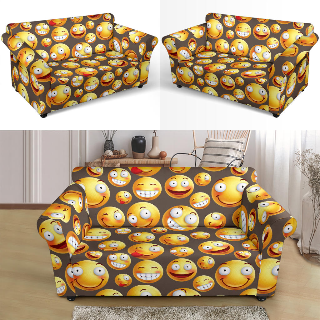 Smiley Face Emoji Print Design LKS303 Loveseat Couch Slipcover