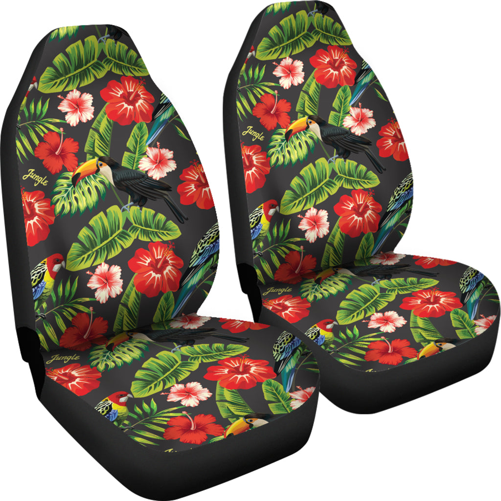 Hibiscus Red With Parrotprint Design LKS303 Car Seat Covers