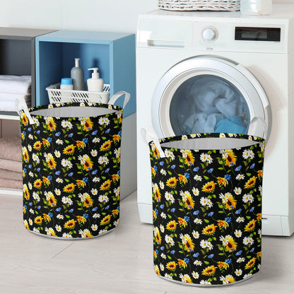 Sunflower Chamomile Bright Color Print  Laundry Basket