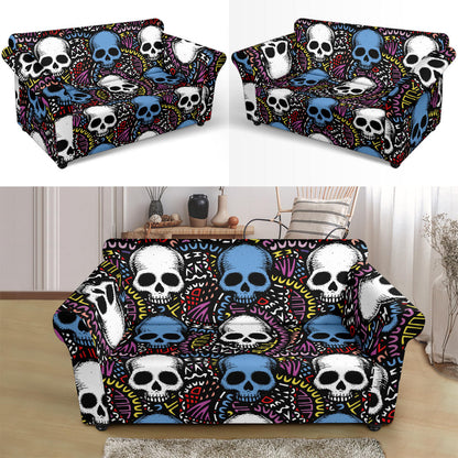 Skull Print Design LKS305 Loveseat Couch Slipcover
