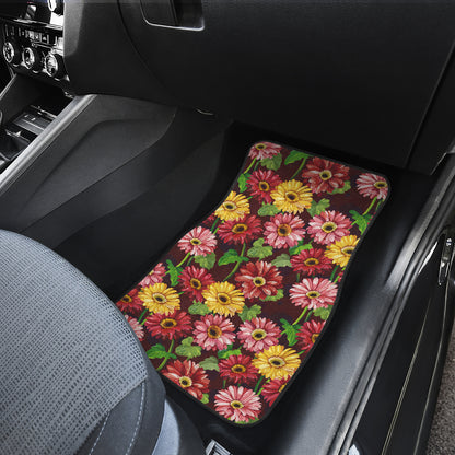Daisy Gerbera Print Pattern Car Floor Mats Front Back