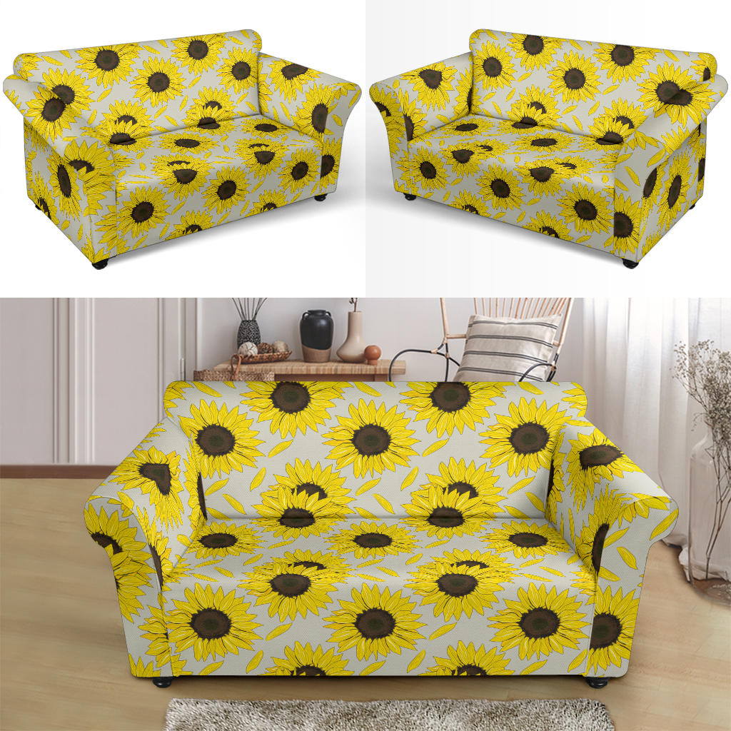 Sunflower Print Design LKS309 Loveseat Couch Slipcover