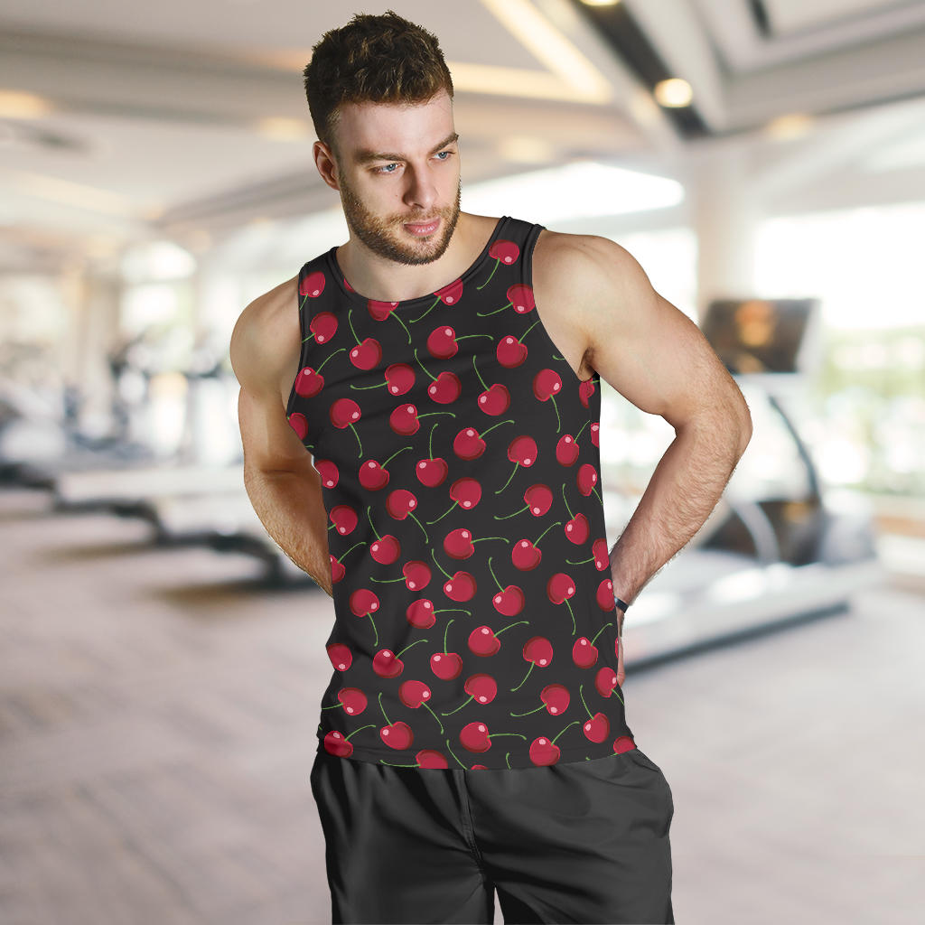 Cherry Black Background Men Tank Top